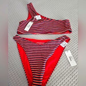 Frankie's Bikinis Barb Terry Bikini Binkini Sunset Stripe